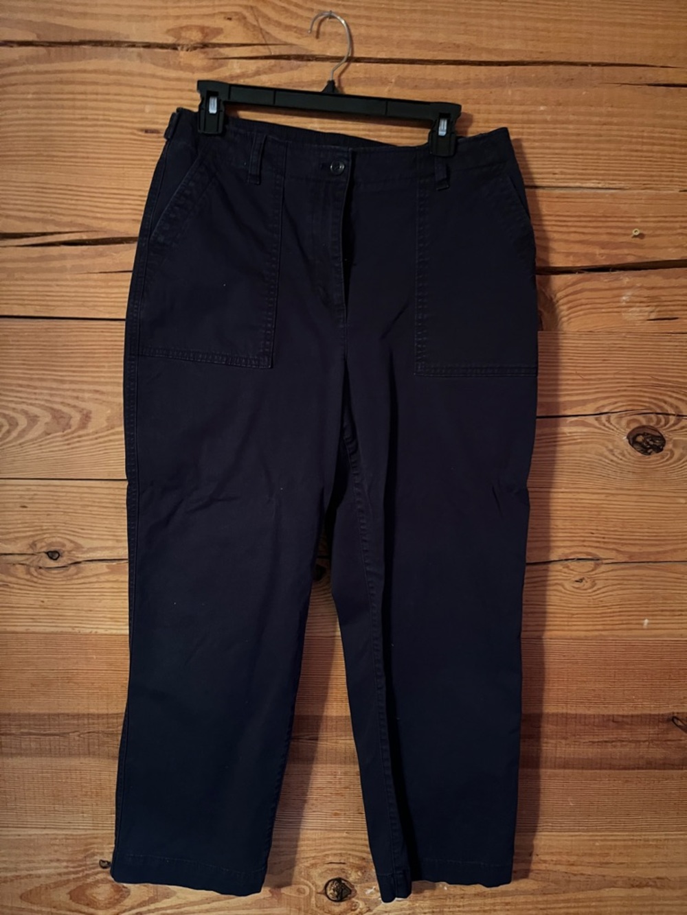 Talbots Navy High-Waist Patch Pocket Crop Pants
